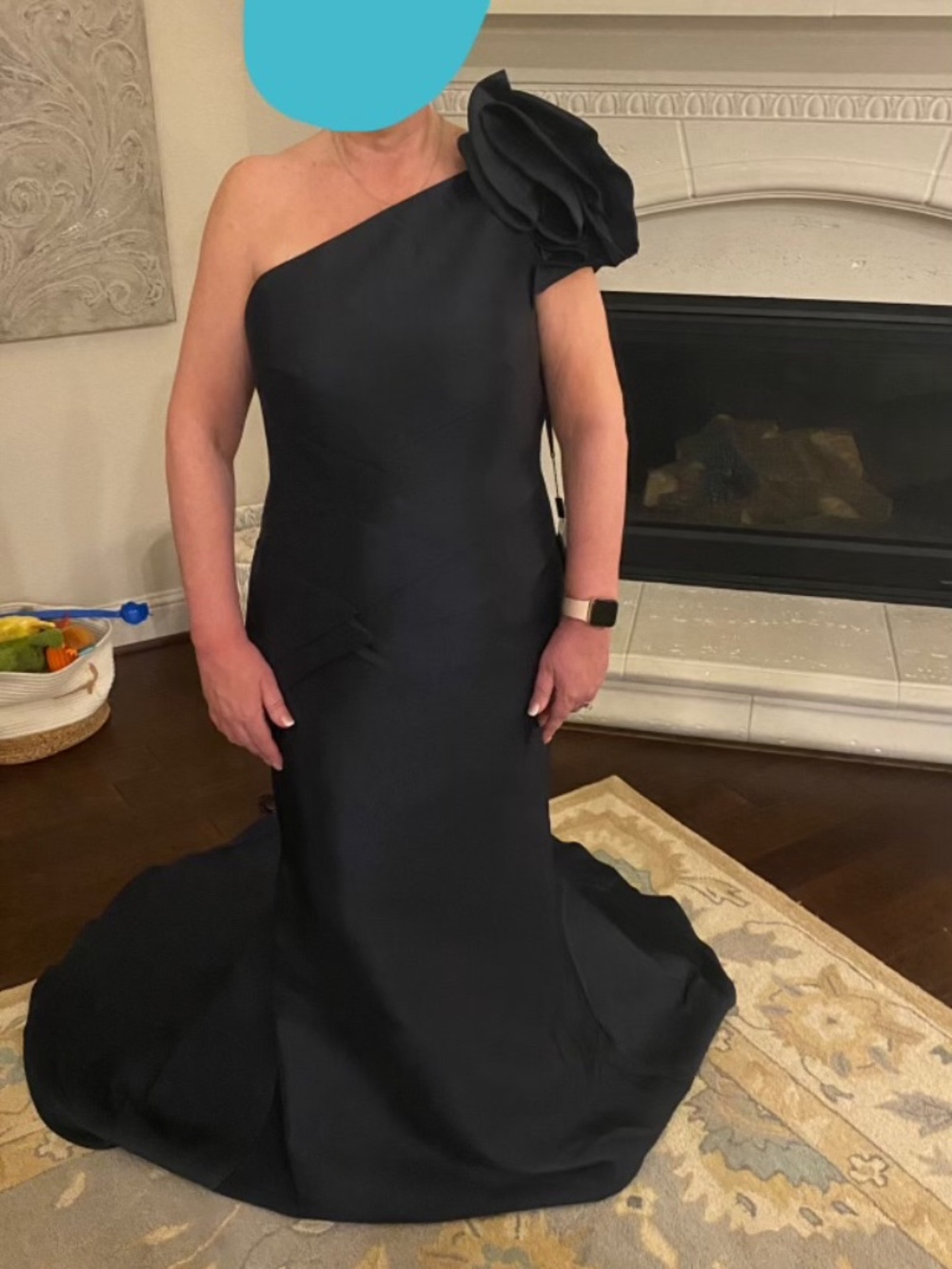 NWT Alexander by Daymor 1673F22 Navy One Shoulder Gown Size 14
